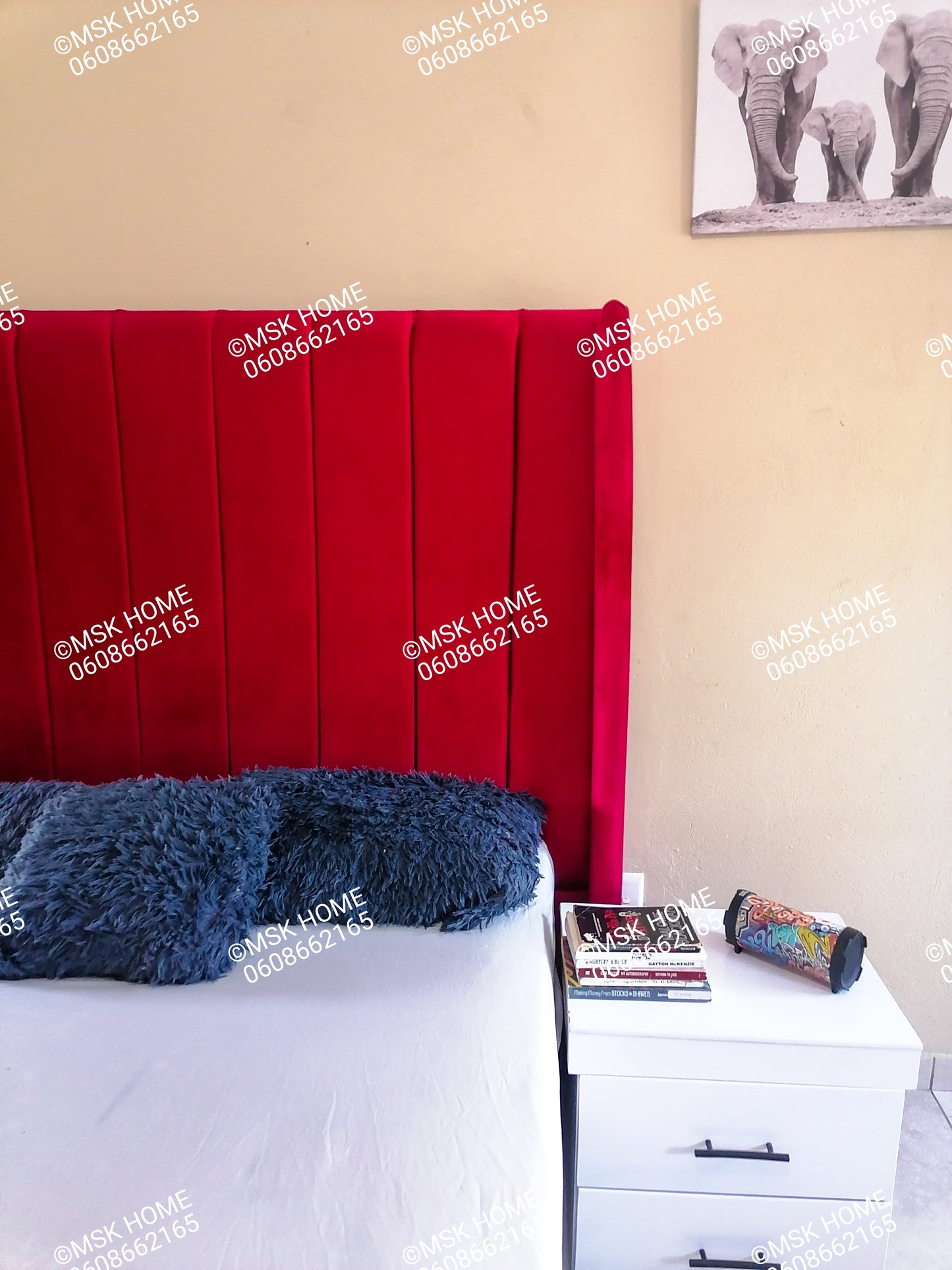 RED PANEL QUEEN HEADBOARD